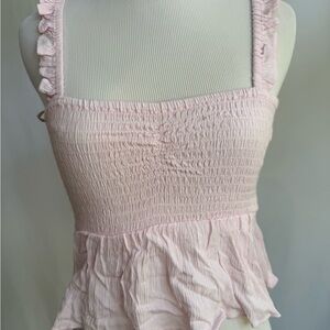 Miss Selfridge Pink Ruffle Crop Top